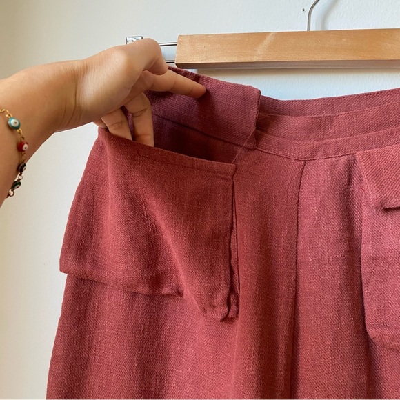 Samantha Pleet Rust Wide-Leg Linen Pants size 10 - Picture 4 of 8